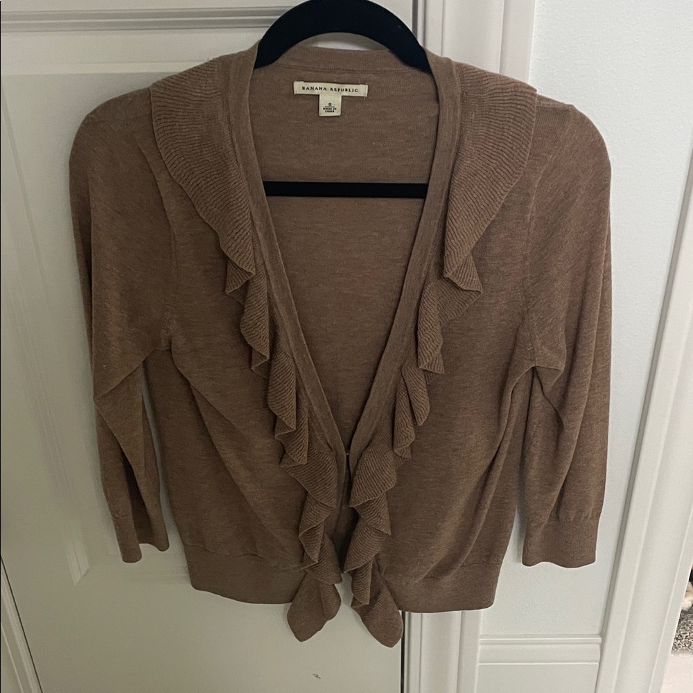 Banana Republic Women's Brown Ruffle Cardigan